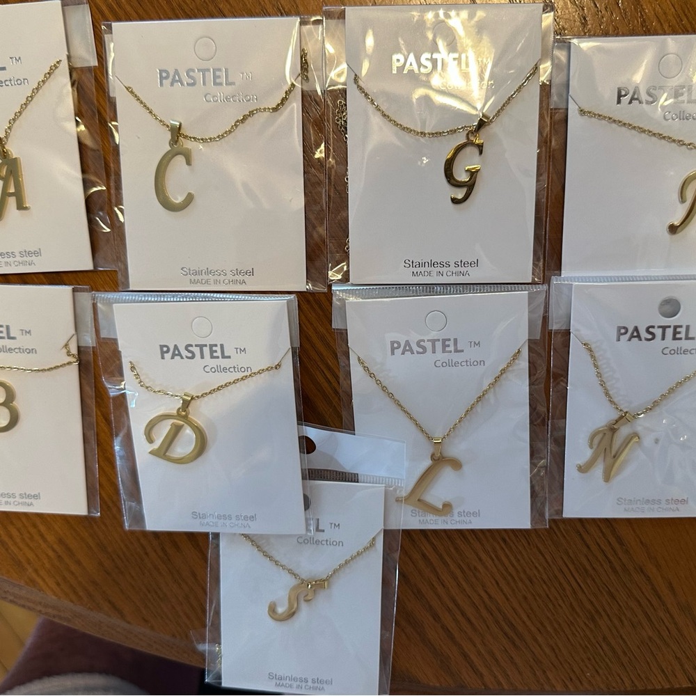 PICK ONE-Pastels Gold Letter Necklace Collection